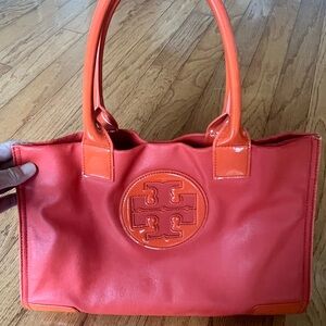 Tory Burch mini Tote. Super cute and a fun pop of color!